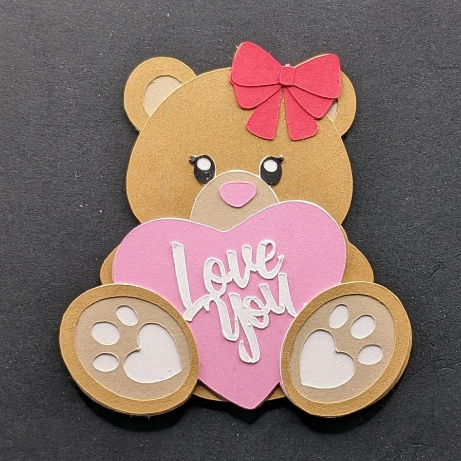 Adorable Bear 'Love You' Cardstock Magnet