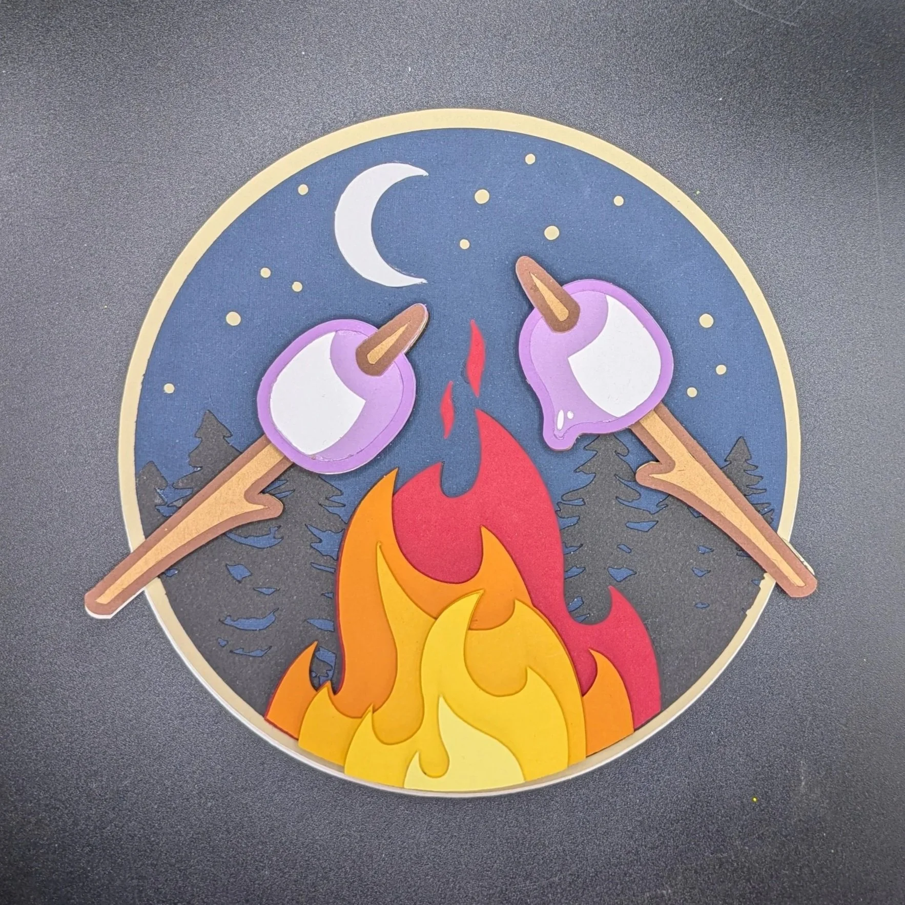 Campfire Marshmallow Layered Greeting Card