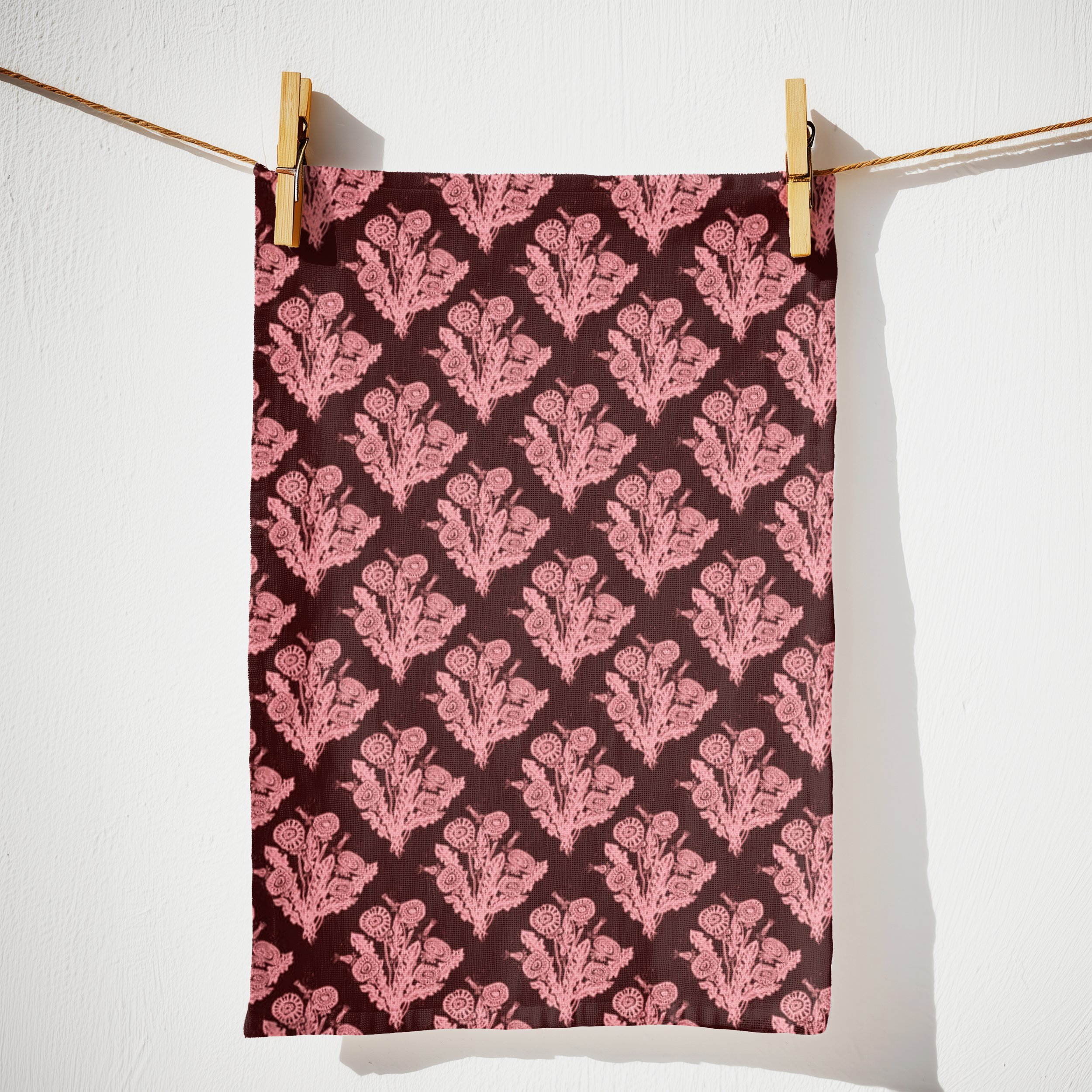 Wild Dandelion Wood Block Burgundy