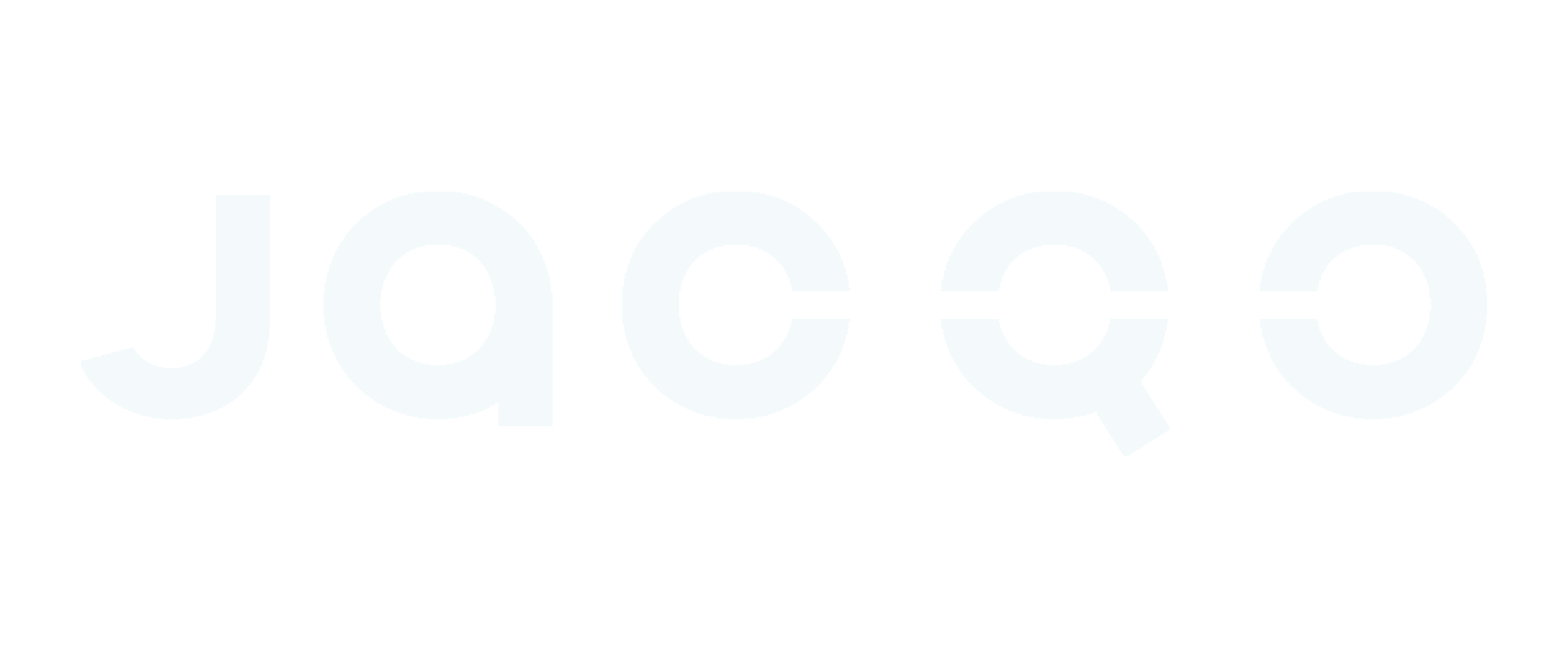 De afbeelding toont het woord 'Jacqo' in grote, witte, gestileerde letters op een doorzichtige achtergrond.