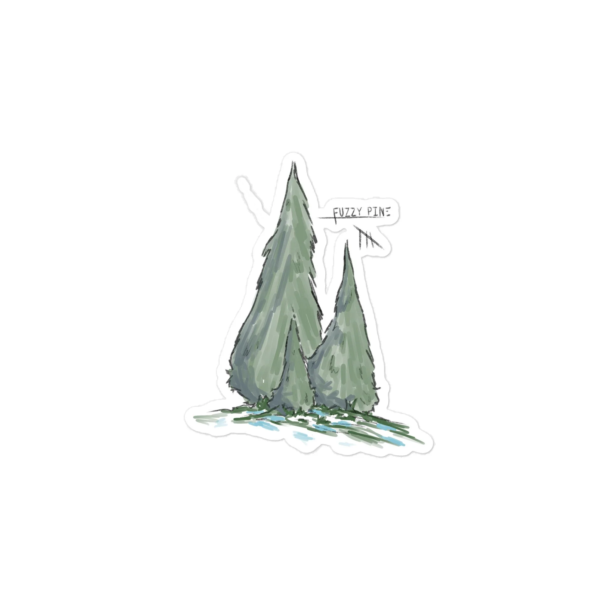 Fuzzy Pine Sticker