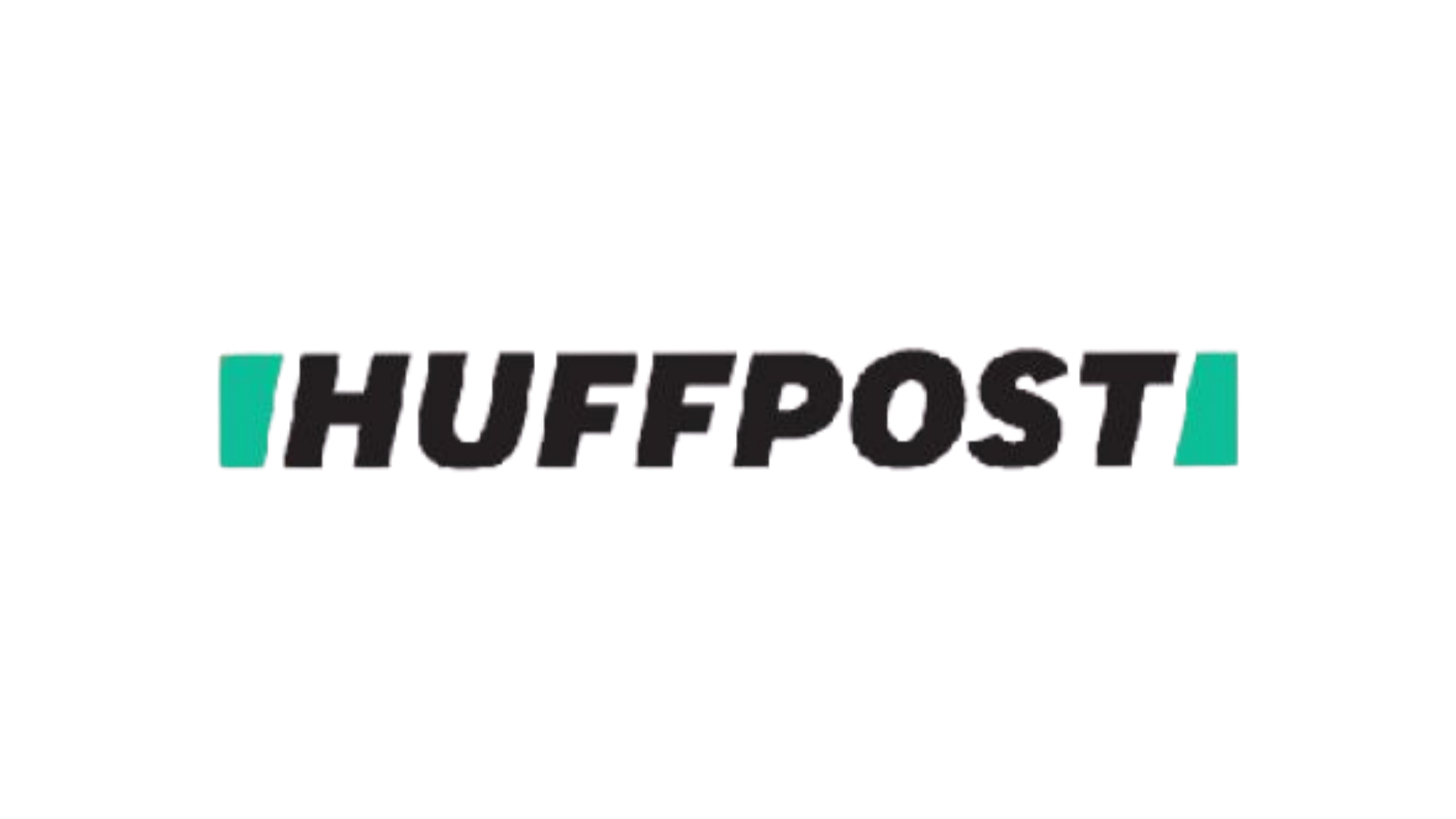 Colorful logo with the word "HUEFPOS" in black 3D letters, with teal brackets on each side.