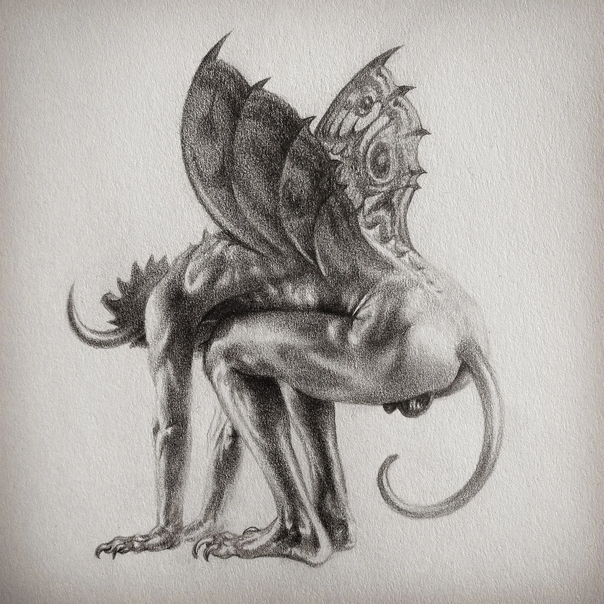 Butterfly Demon Graphite Drawing