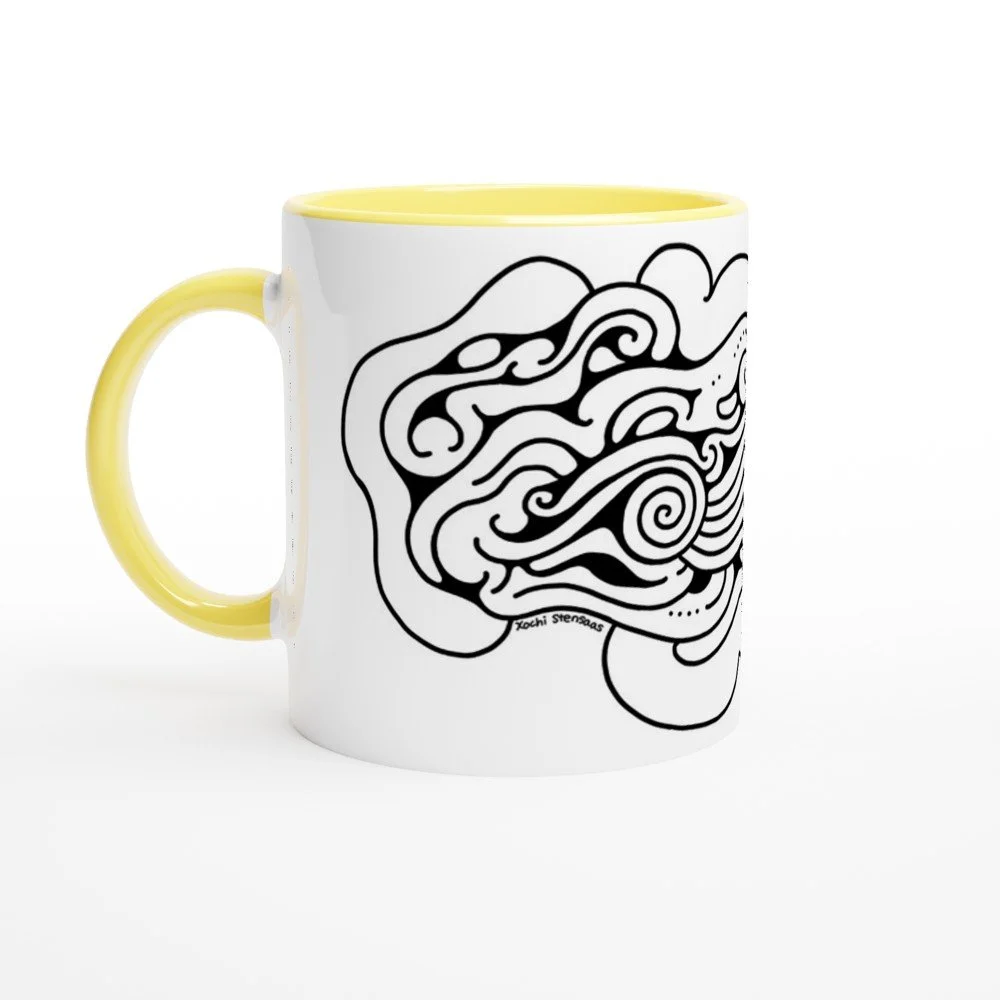 11oz Ceramic Swirly Mug Yellow Inside