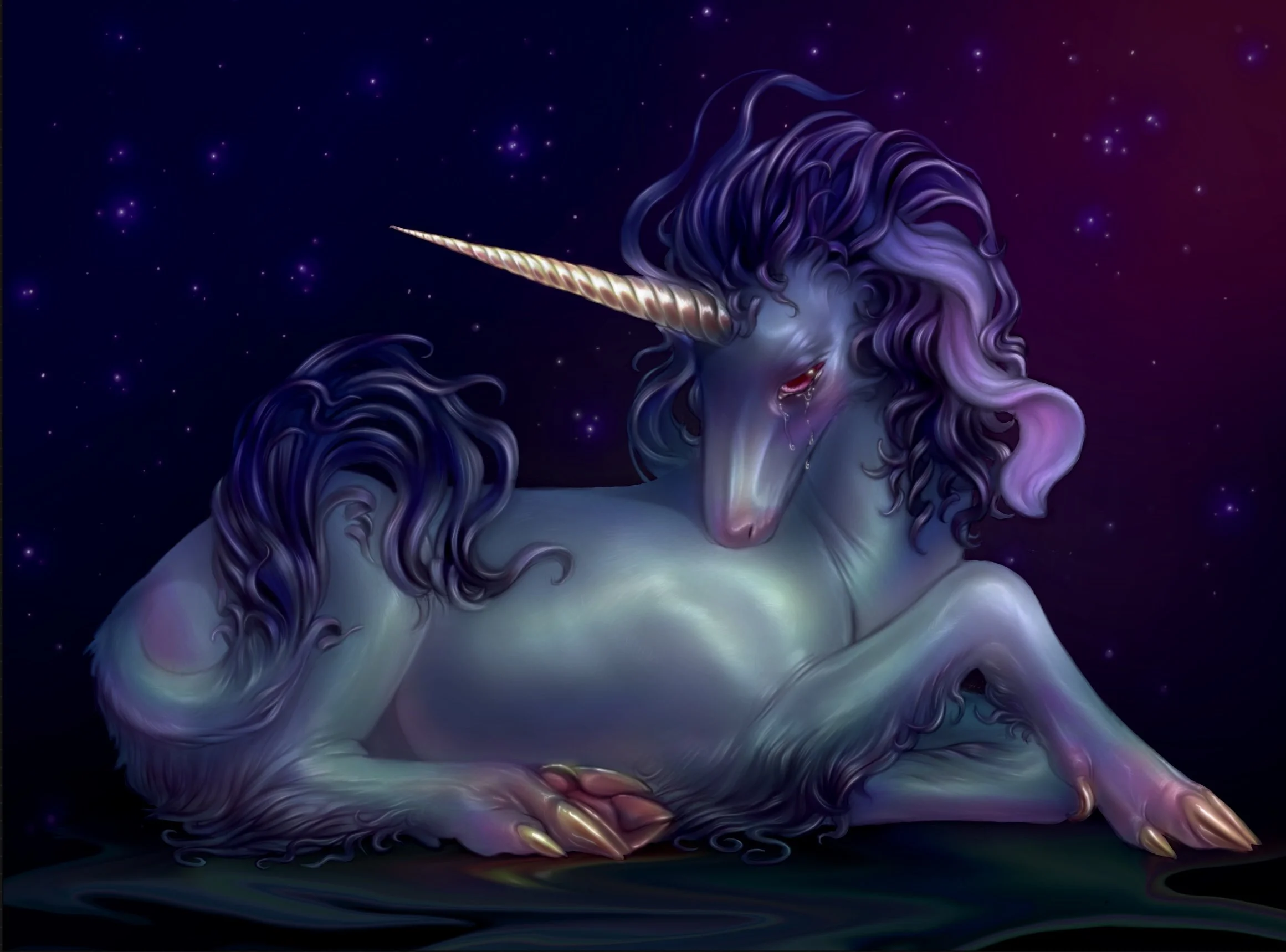Sensitive Unicorn Digital Painting