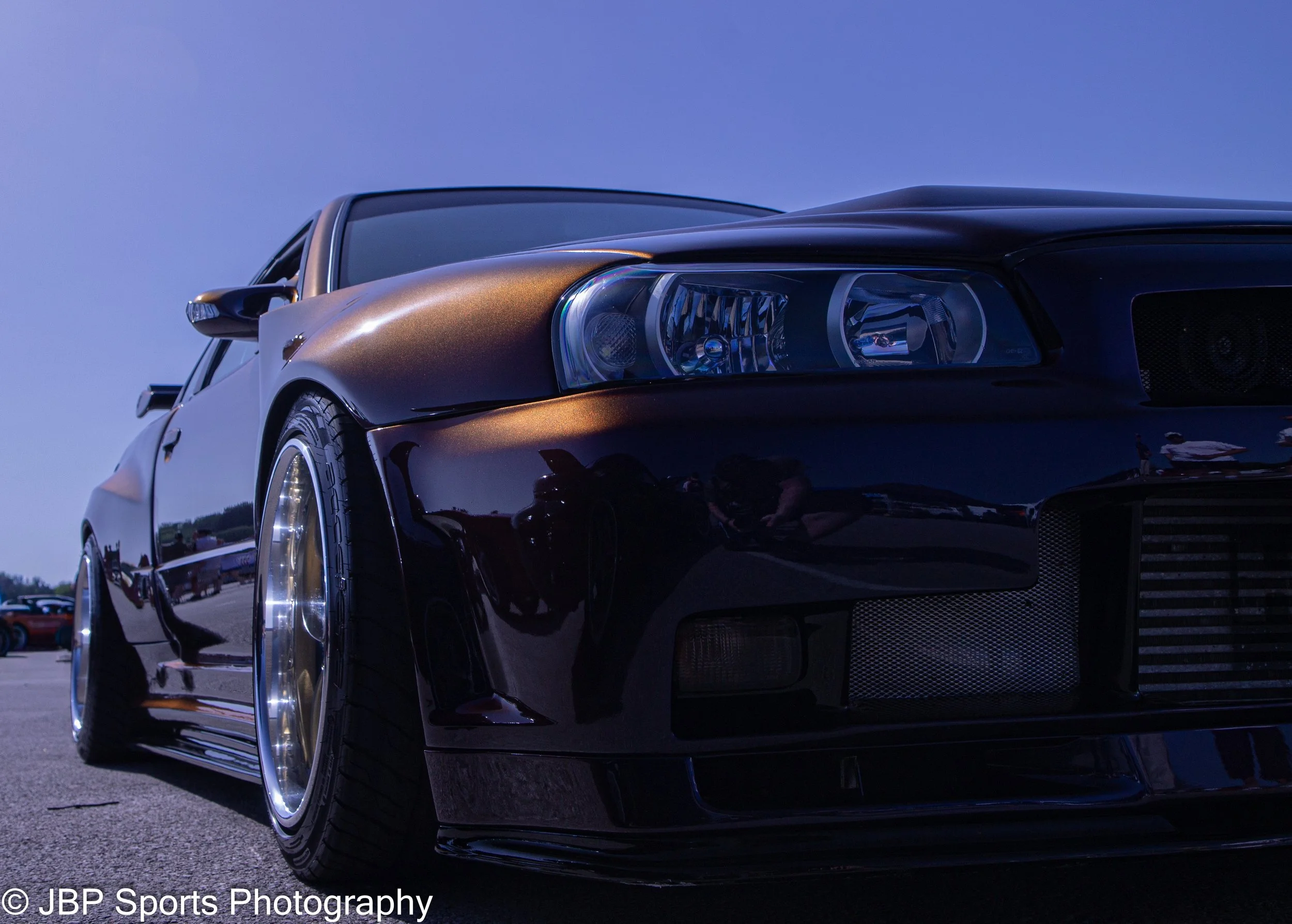 A glorious Chameleon colour changing Nissan Skyling R34 at JDM Jam Donington Park