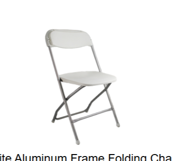White Aluminum Frame Plastic Folding Chair
$2.00 Each