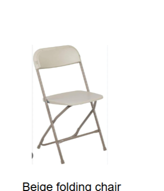 Beige Plastic Folding Chair
$1.50 Each