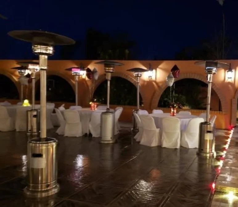 Patio heater rentals at an outdoor event