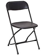 Black folding chair rental for parties and events