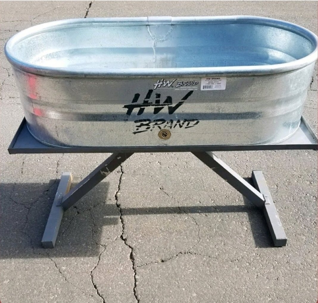 Large galvanized ice tub with stand for parties and events