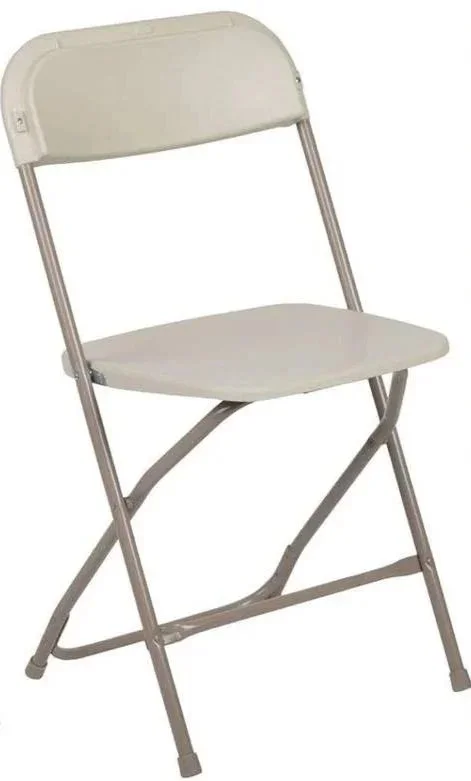 Beige plastic folding chair for parties and events