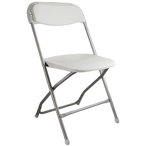 White folding aluminum chairs foe weddings and events