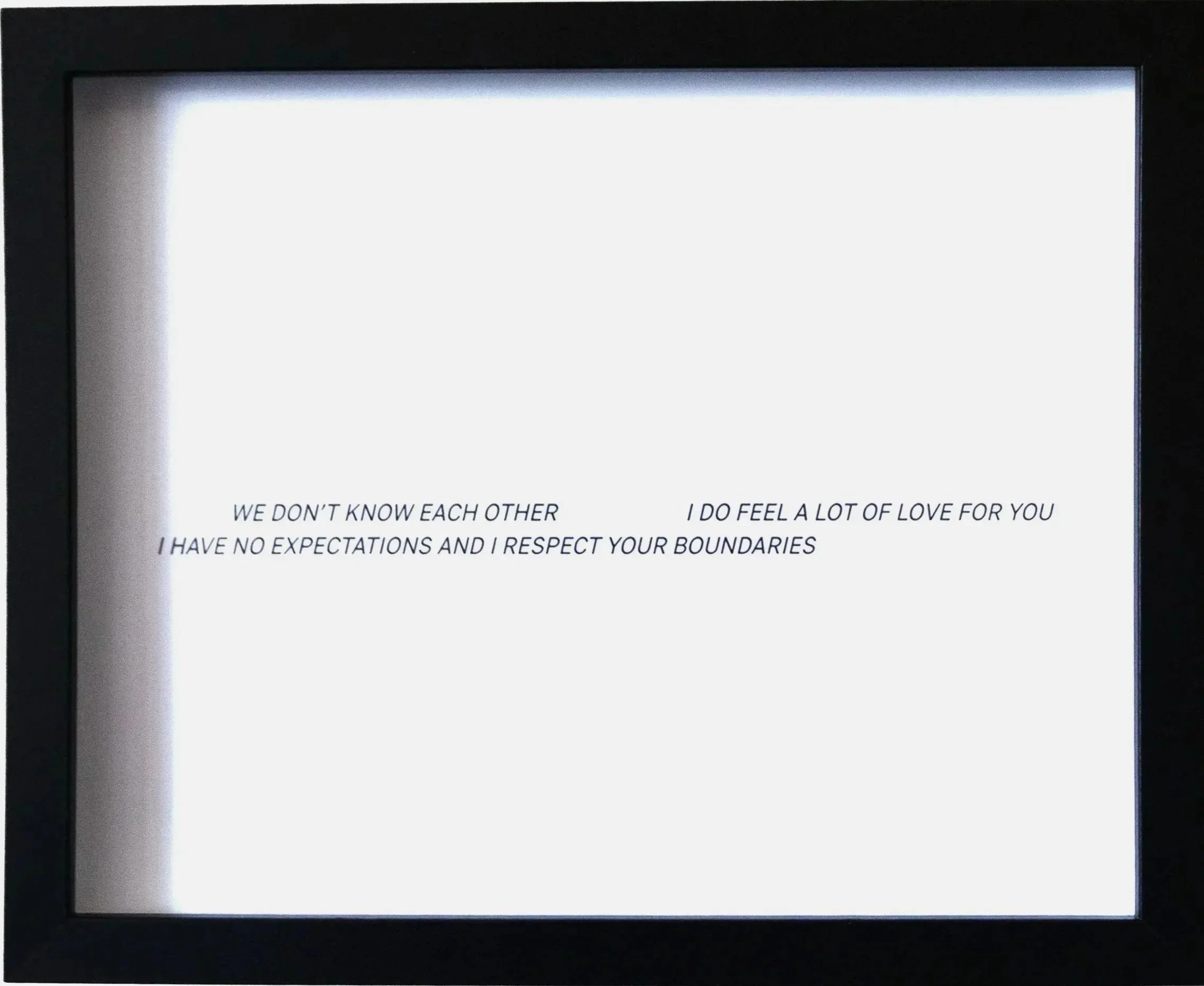 A framed text displaying a message with partially visible text, including incomplete sentences.