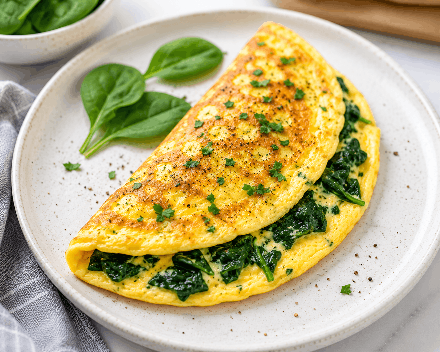 Egg white and turkey omelette served as a healthy high-protein breakfast.