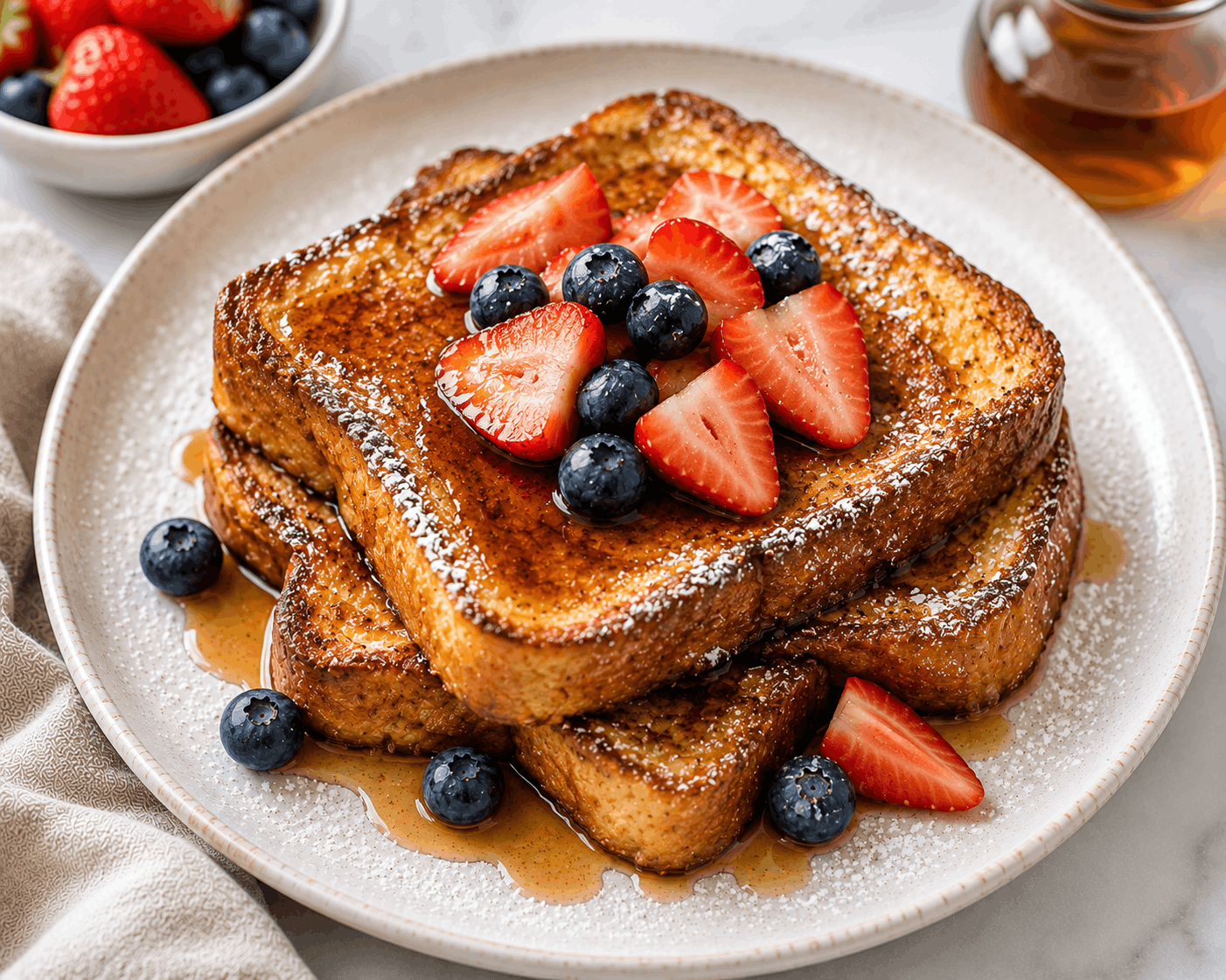 French toast served as a healthy protein-rich breakfast.