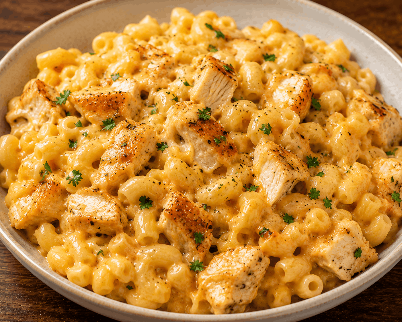 Creamy high-protein mac and cheese served as a healthy and satisfying meal.