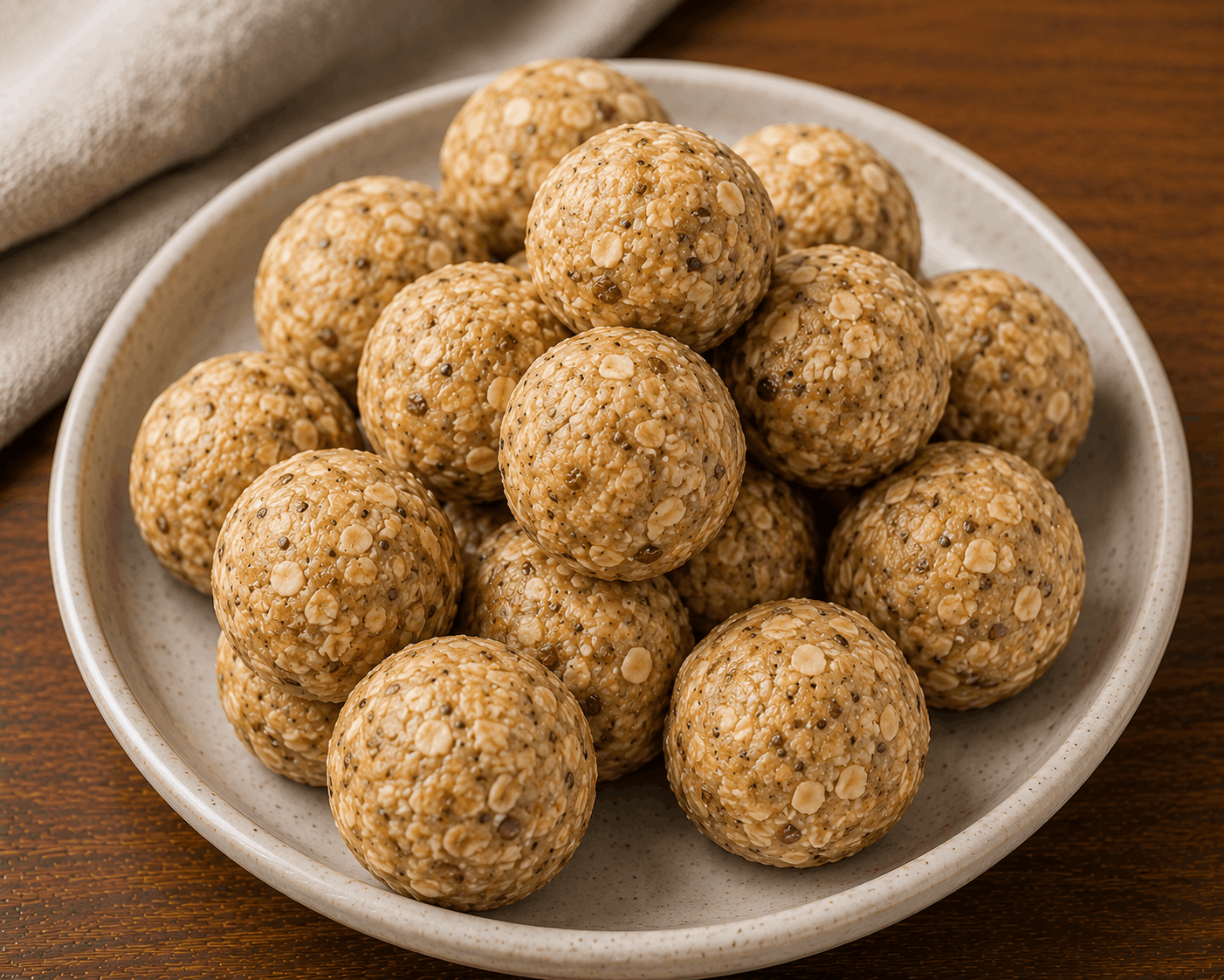 Homemade protein energy balls served as a healthy high-protein snack.