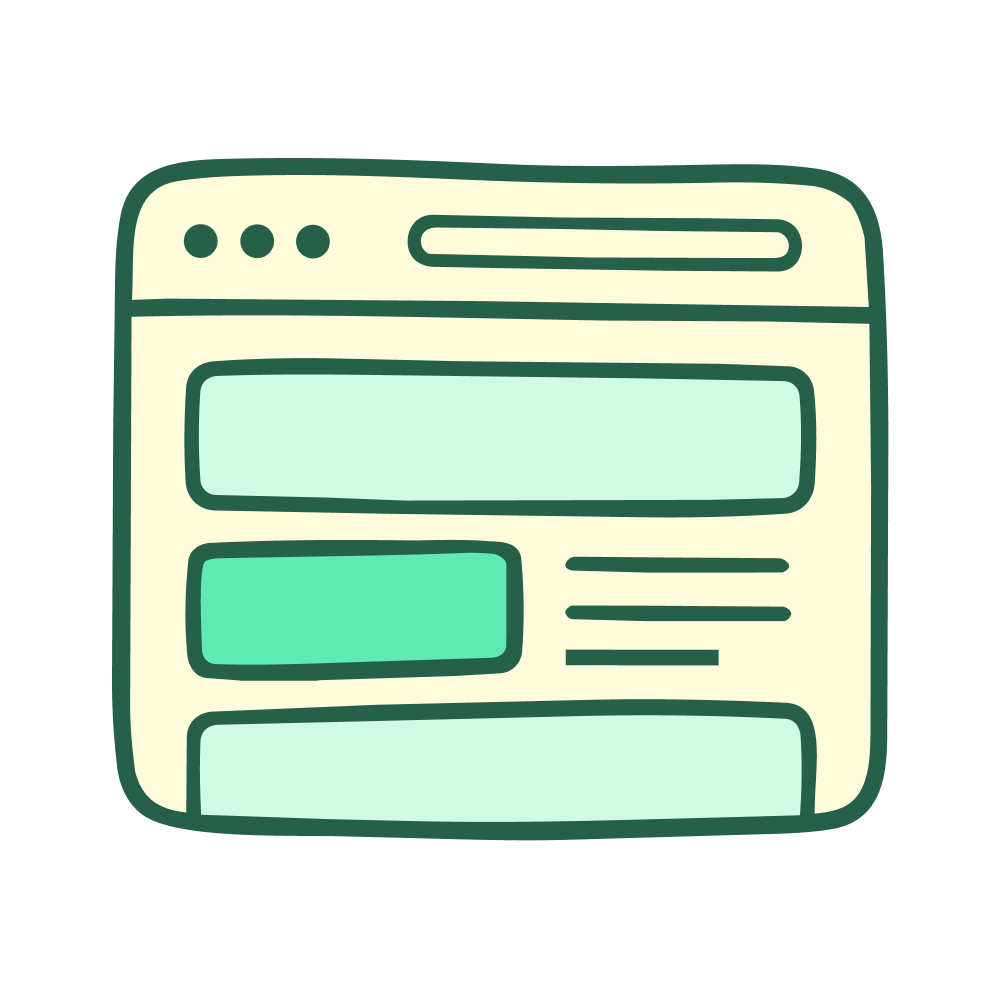 Icon of a webpage to represent web design services.