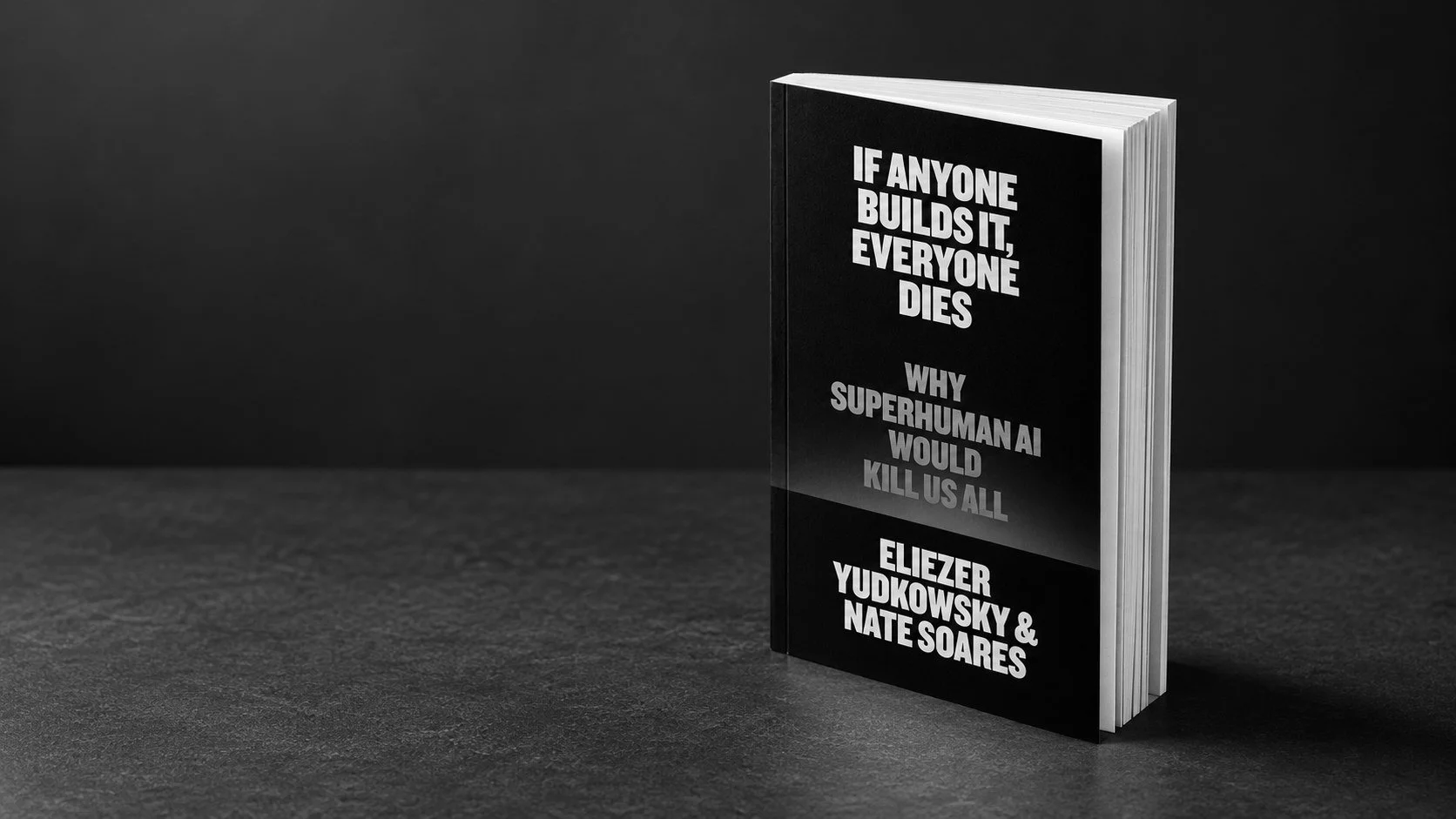 If Anyone Builds It, Everyone Dies book cover, black and white