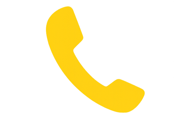 Yellow telephone receiver icon on a black background.