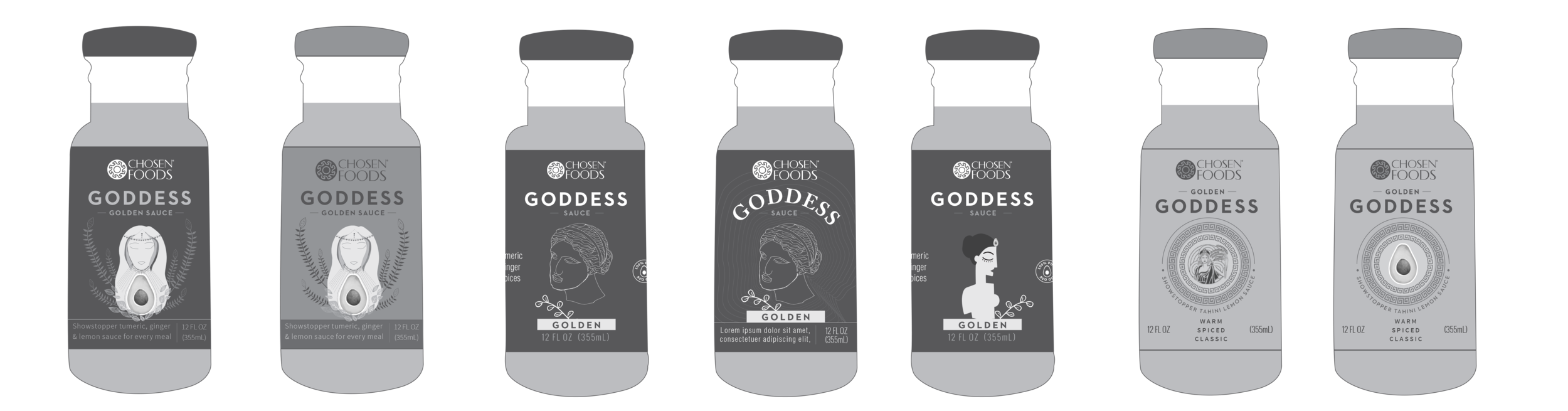 Brand identity design for Chosen Food Goddess Dressing by Mindsy Design