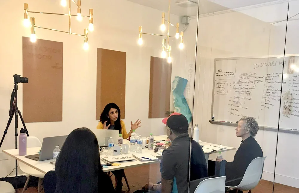 Asha Mody leading a brand strategy session with founder clients at Mindsy Design Studio