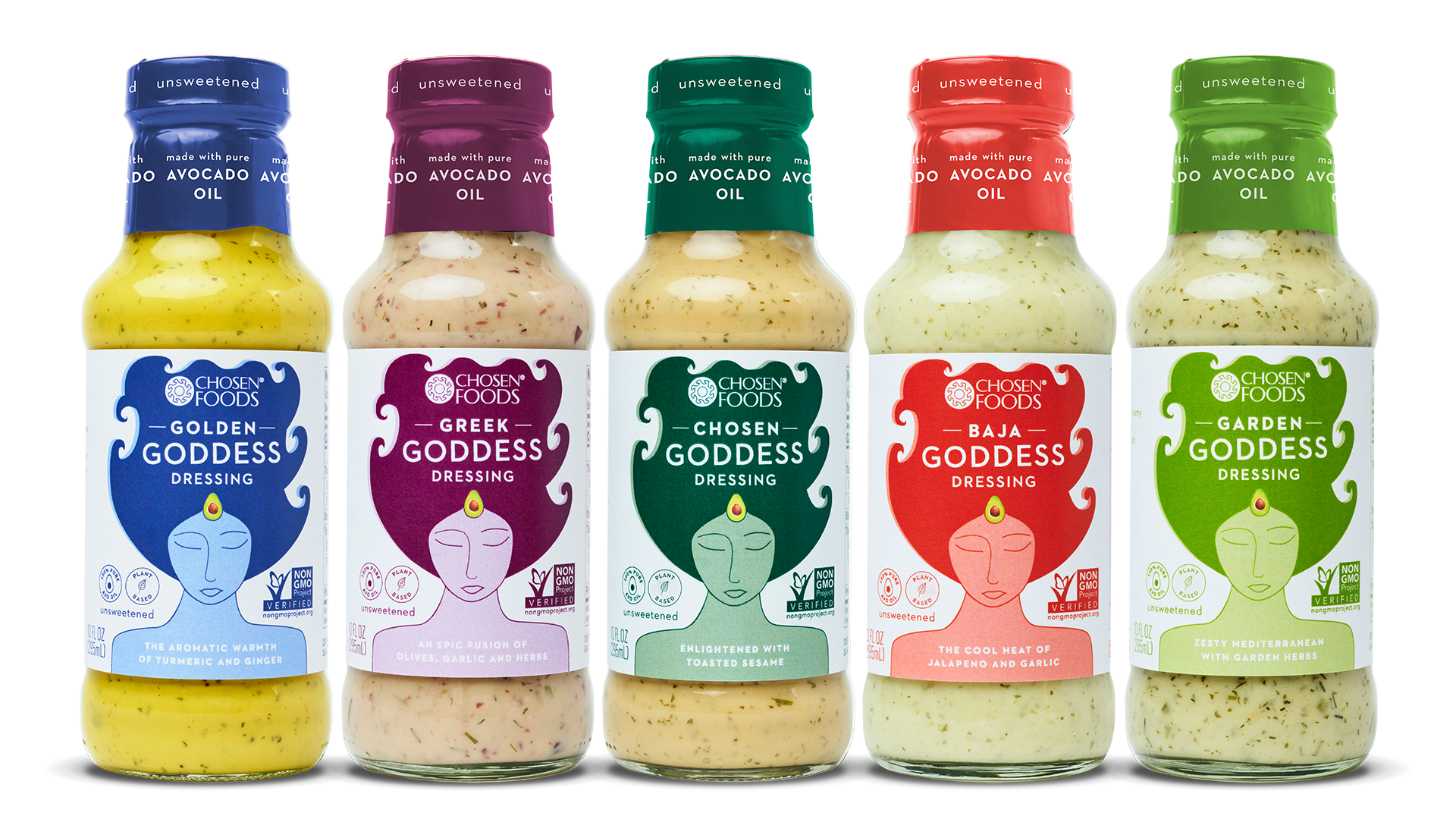 Brand identity design for Chosen Food Goddess Dressing by Mindsy Design