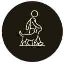 Icon representing dog leash training, heelwork, and structured walking exercises.
