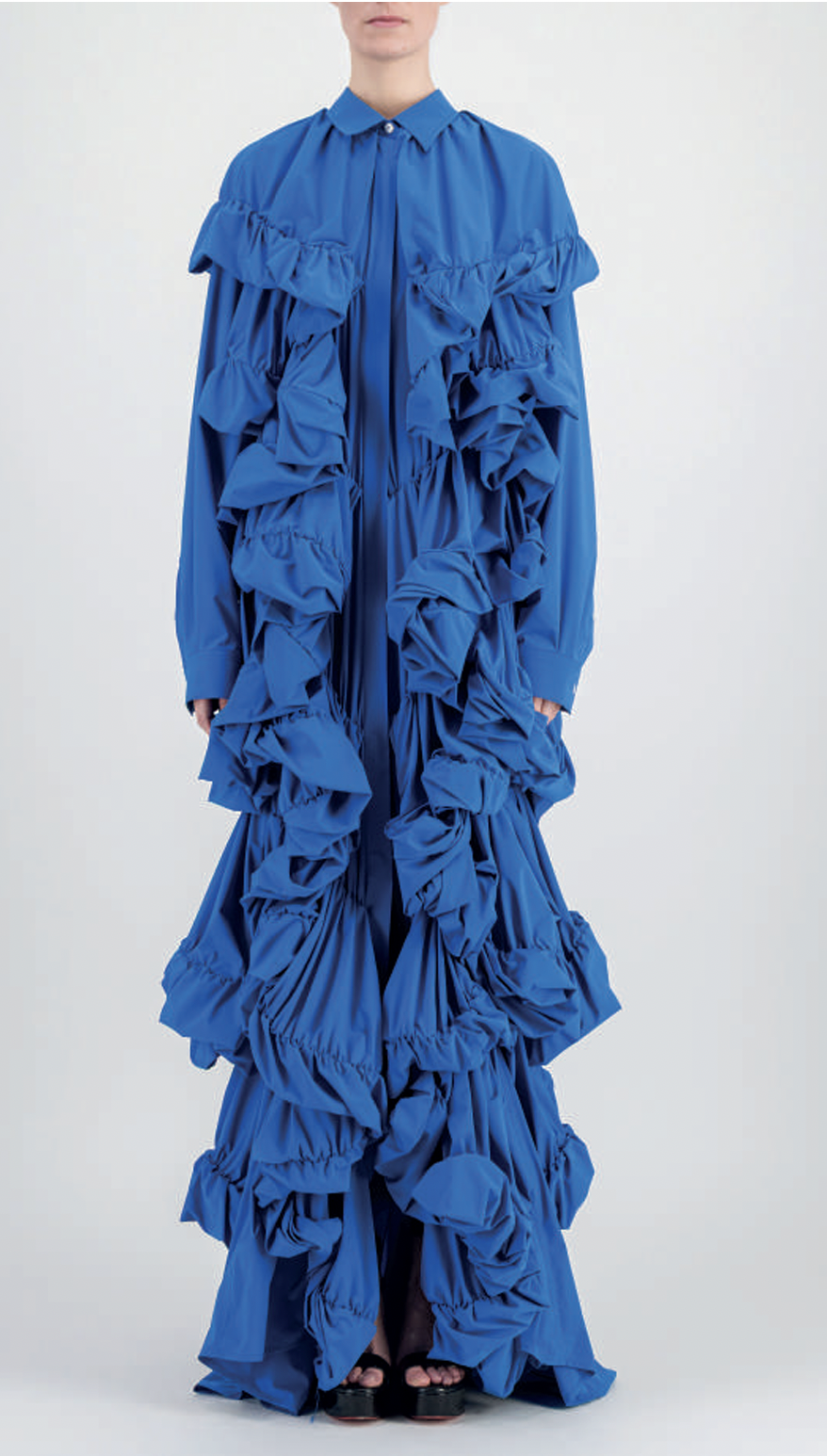 La Robe Chemise à Volants — Blue