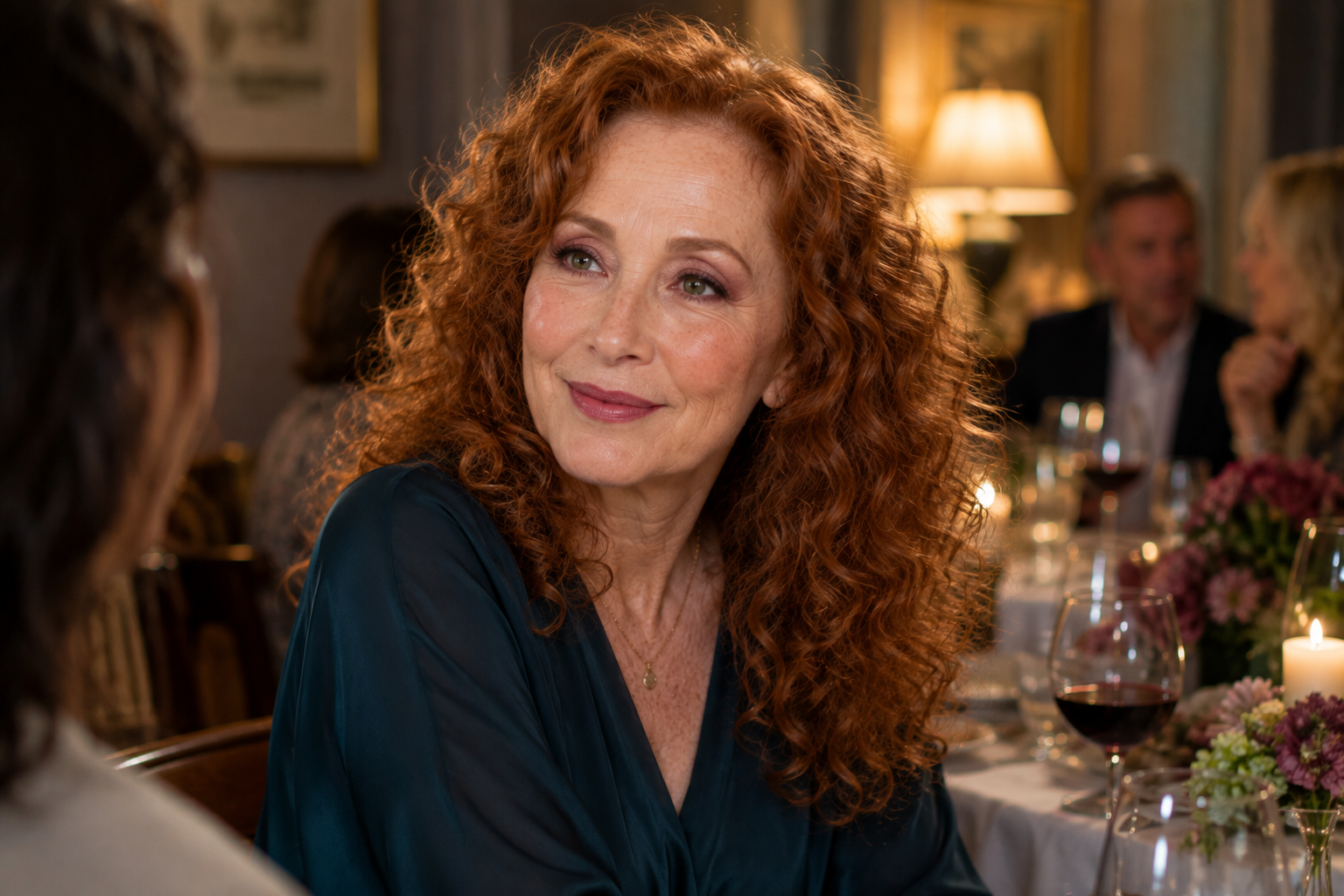 Soft romantic makeup for women over 50 pairs mauve eyes, rosy cheeks and a berry-rose lip for a flattering, sophisticated look.