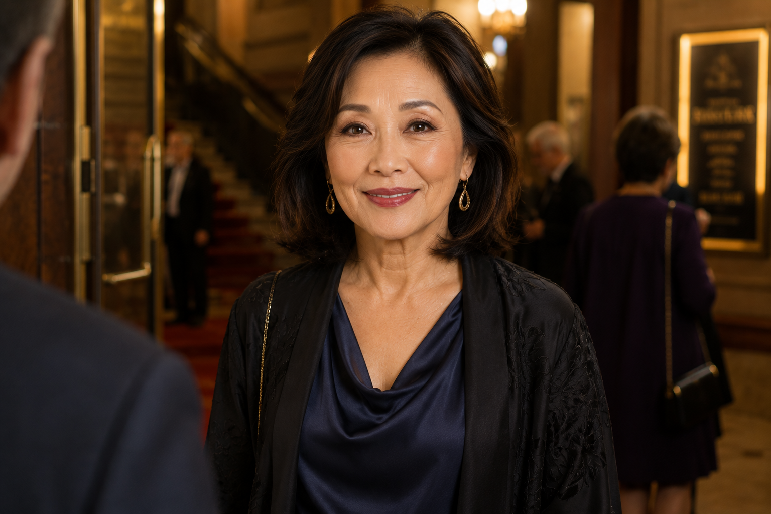 Soft glam makeup for women over 50 pairs defined eyes, a satin complexion, softly sculpted cheeks and a polished lip for an elegant, wearable evening look.