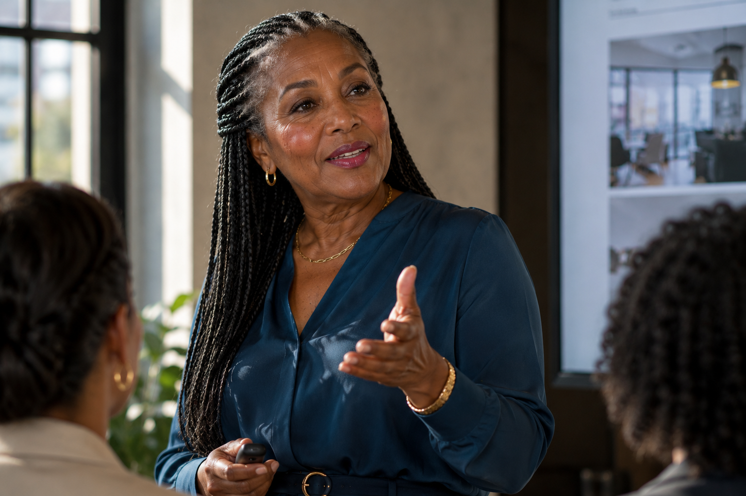 Soft and glowing makeup for women over 50 with luminous mature skin, fresh cream blush, softly defined eyes and a hydrated lip for a radiant, polished look.