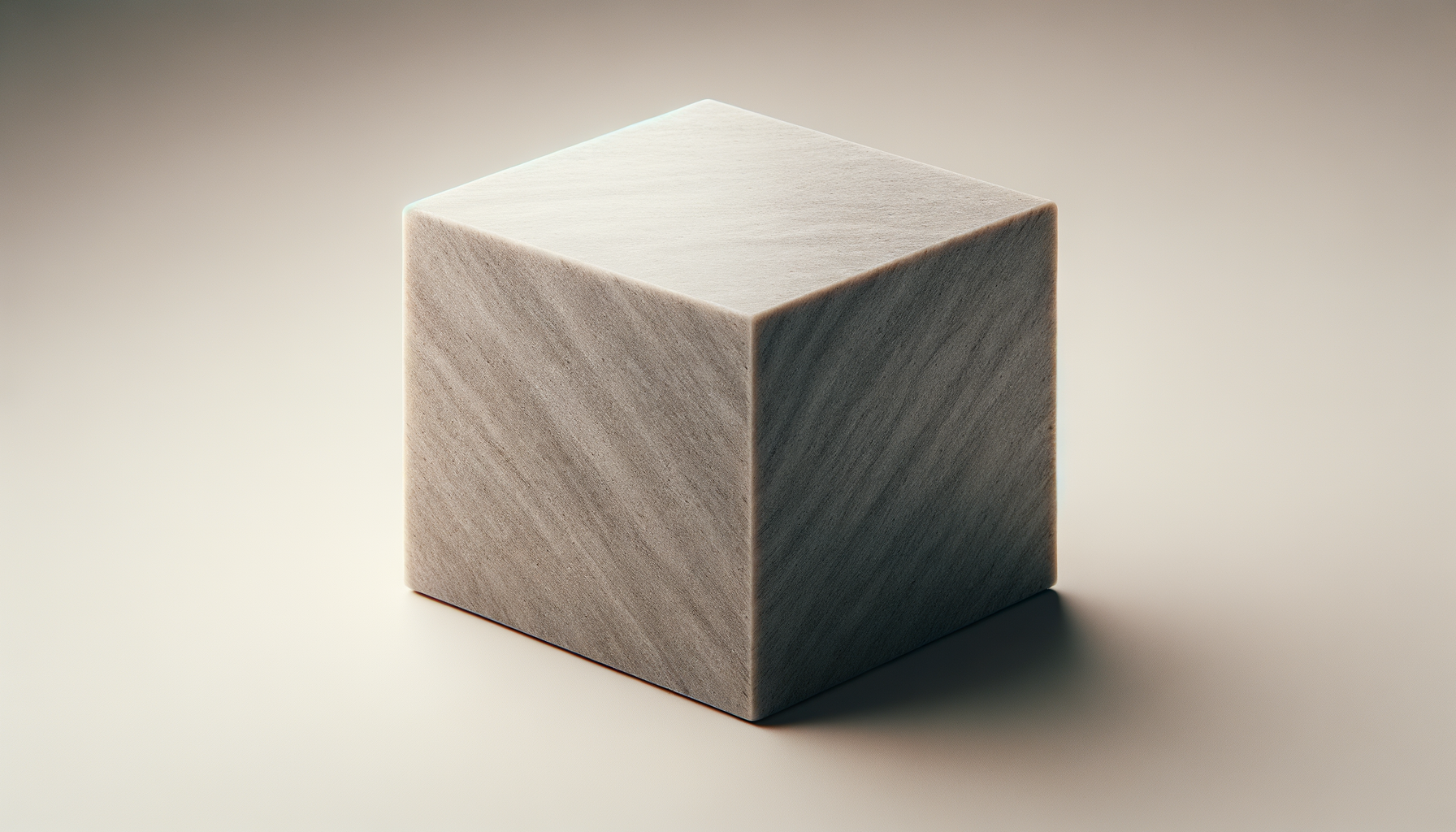 A light-colored wooden cube on a smooth surface with a subtle gradient background.