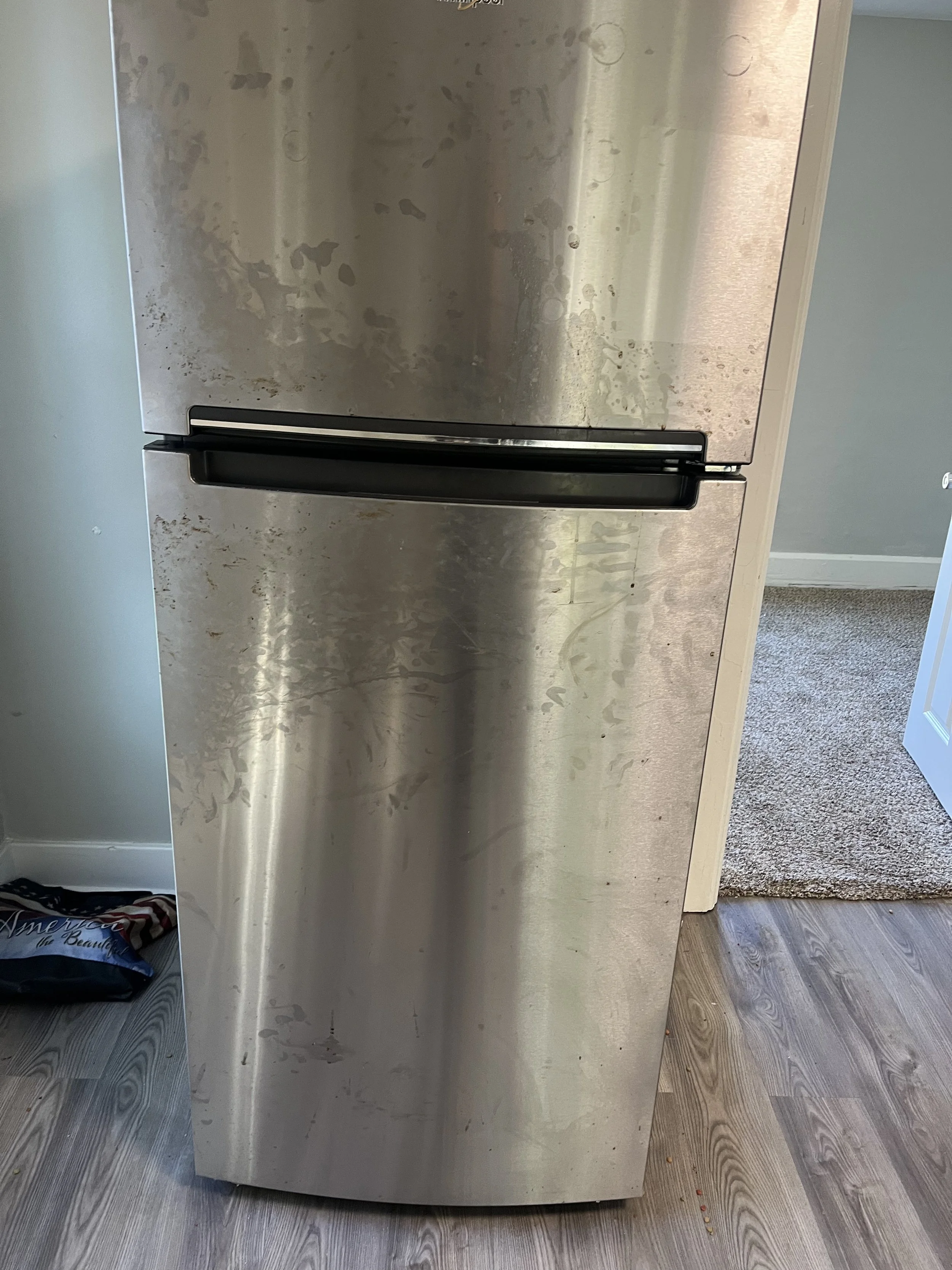 Refrigerator before cleaning during a residential house cleaning in Northeast Wisconsin