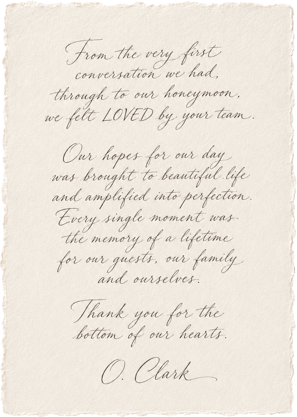 Luxury Wedding Thank you note (published with permission)