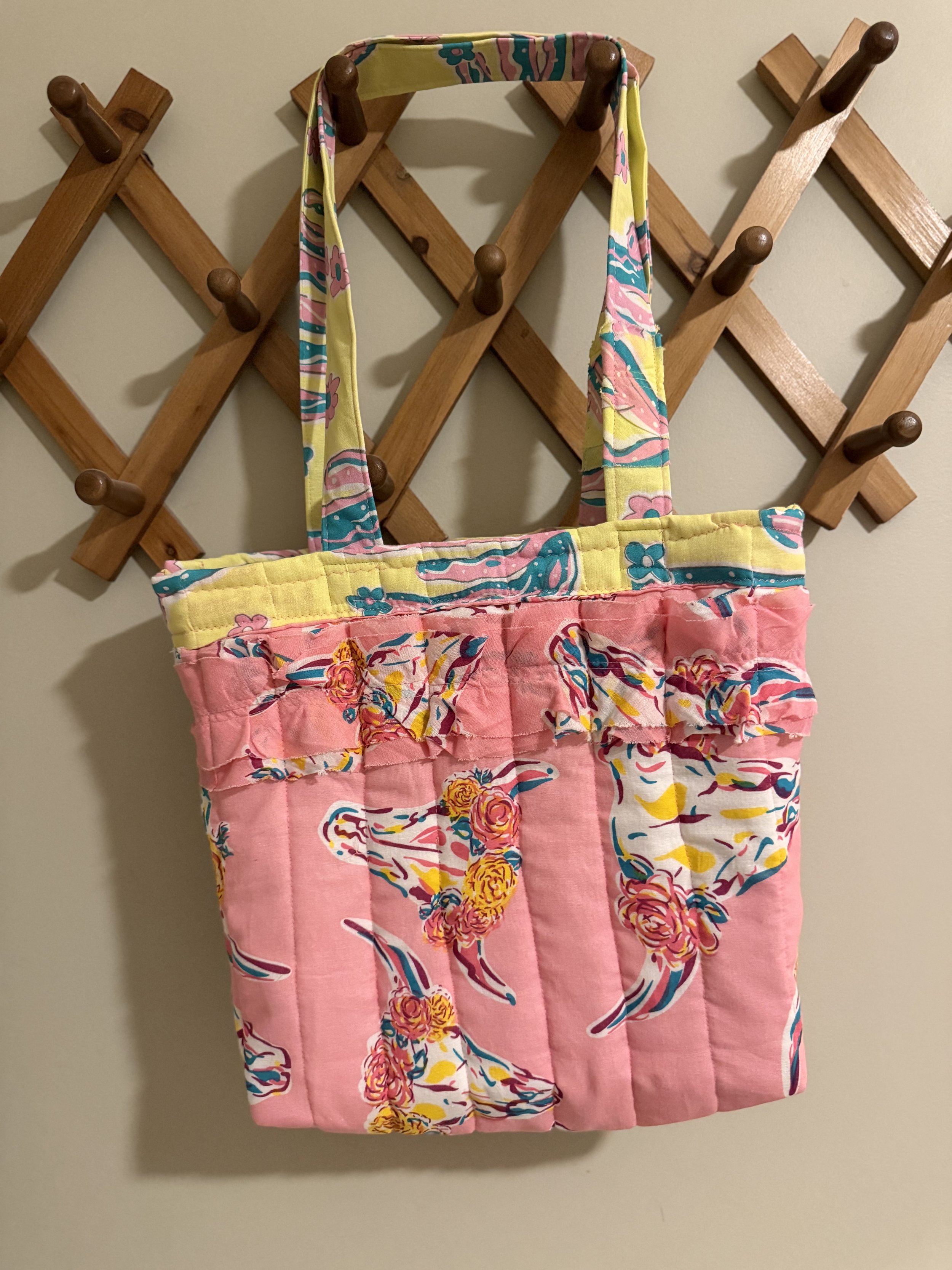Medium Quilted Pink Tote Bag