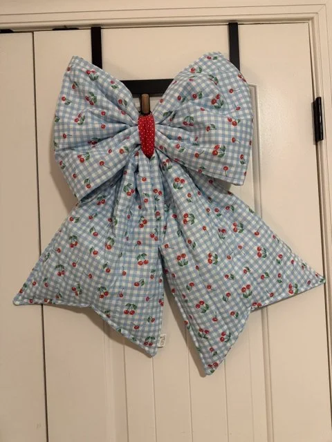 Gingham and Cherries Large Bow
