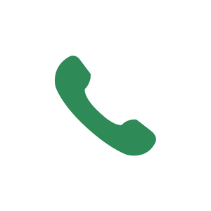 Green phone handset icon on a white circular background.