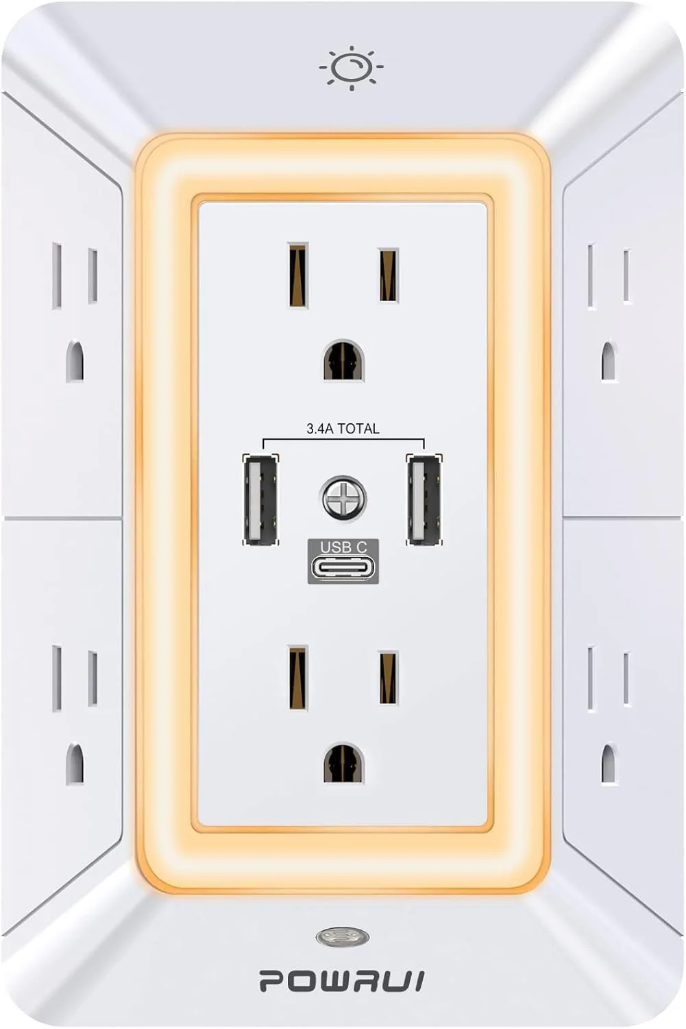 POWRUI Multi Plug 6 Outlet Surge Protector