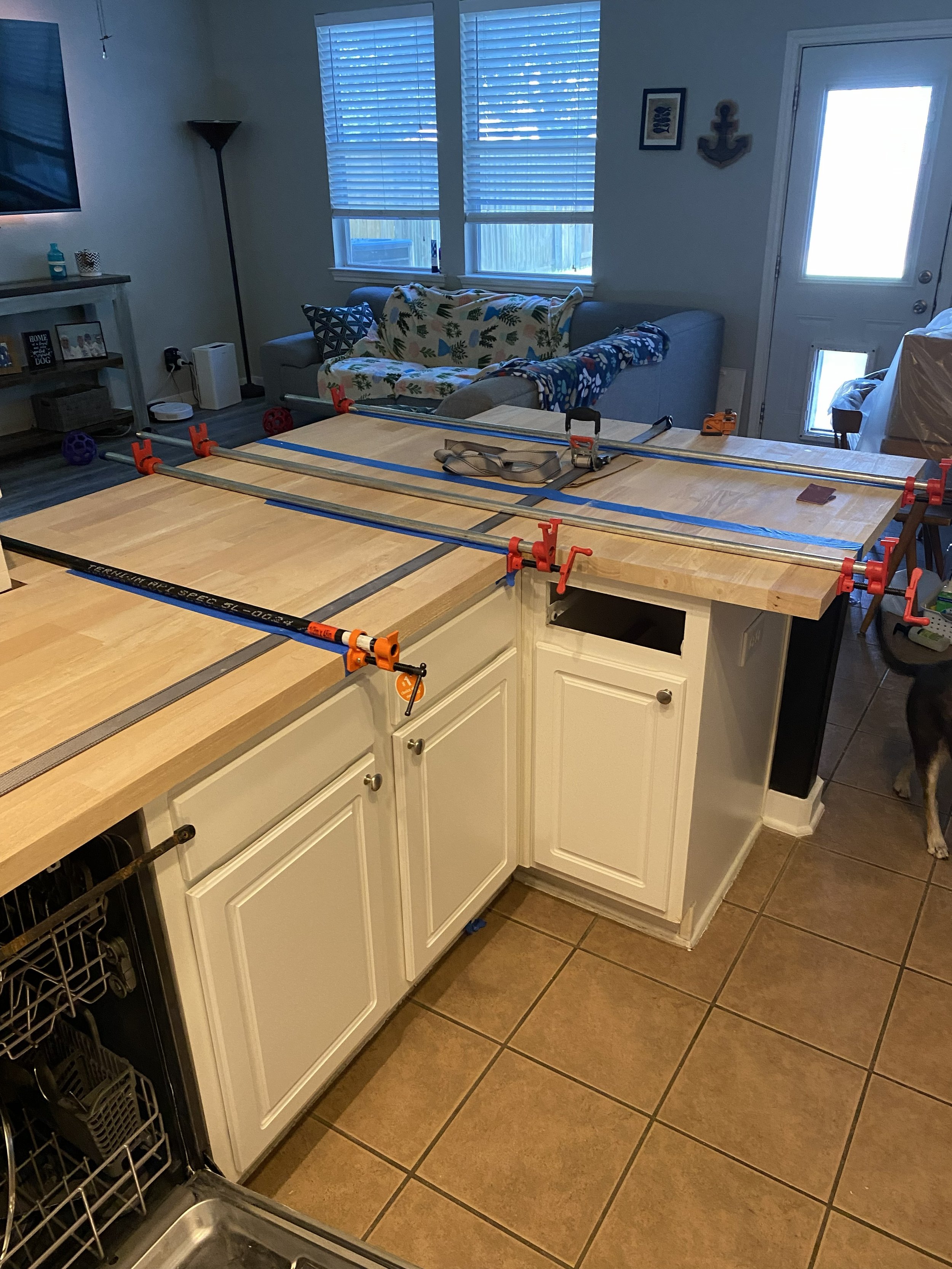 Clamping Butcher Block before cutting