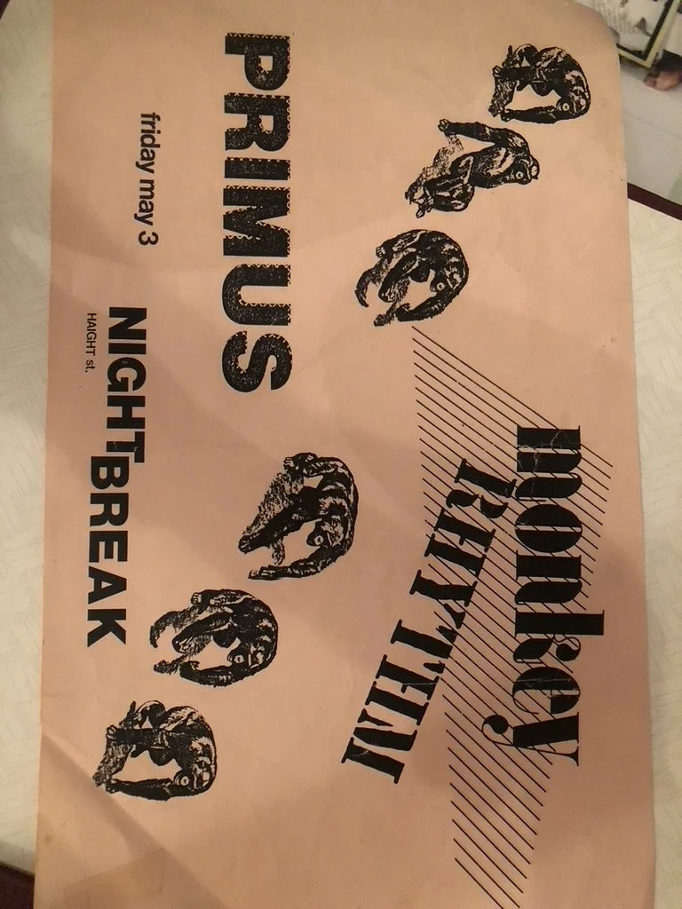 A promotional flyer for a night of live music featuring the band "Pine Jims" at the Boudior in Bright St. on Friday, May 3, with the phrase "Night Break". The flyer has black text and multiple illustrations of a horse and a car.