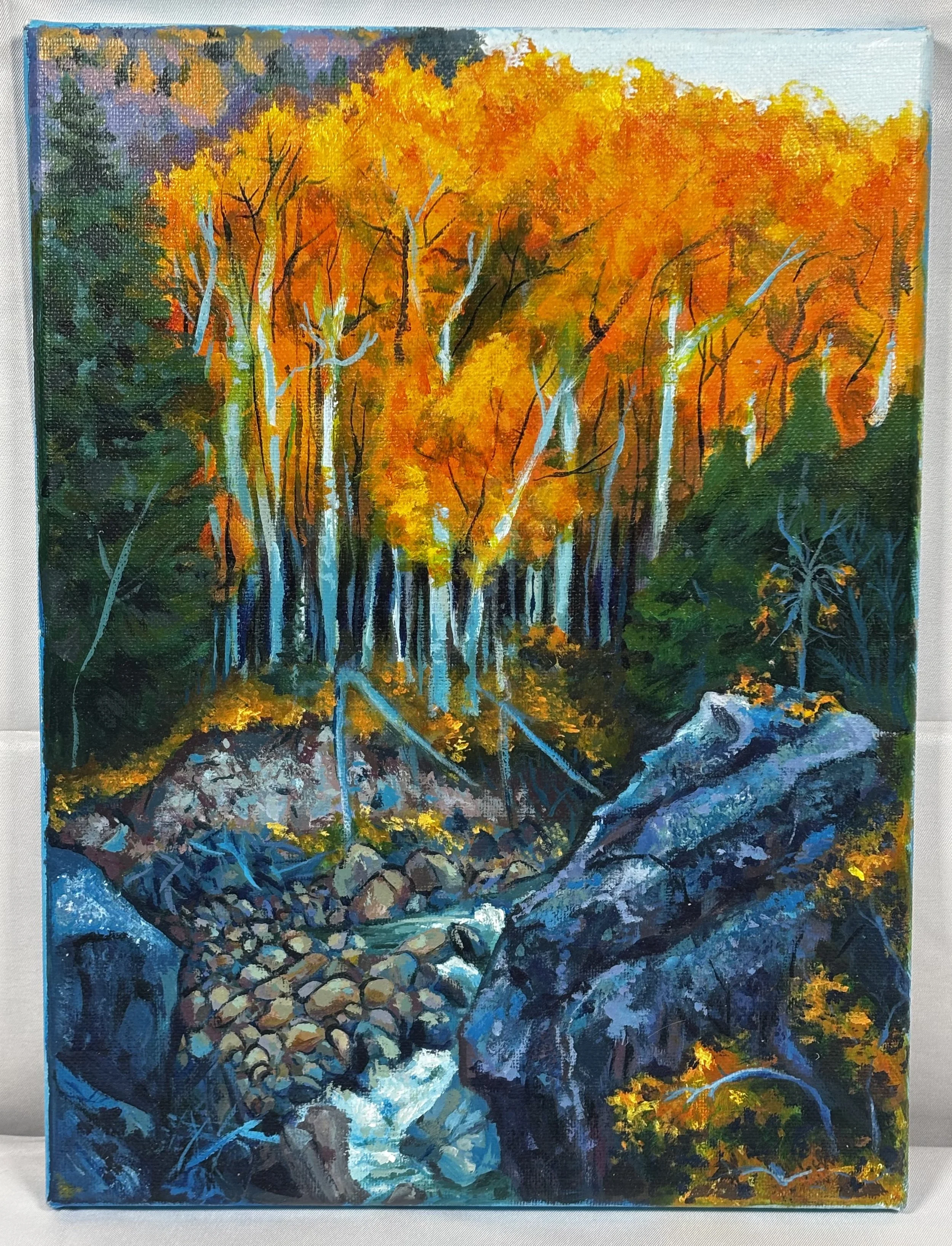 River & Rock - Acrylic Paint