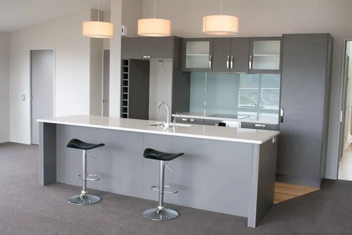 Open plan kitchen of new build home in Belmont, Wellington designed by Intelligent Designs