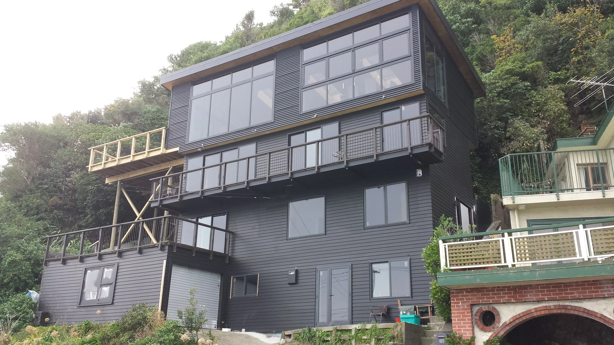 Image of newly extended home in Days Bay Wellington, all designs by Intelligent Designs