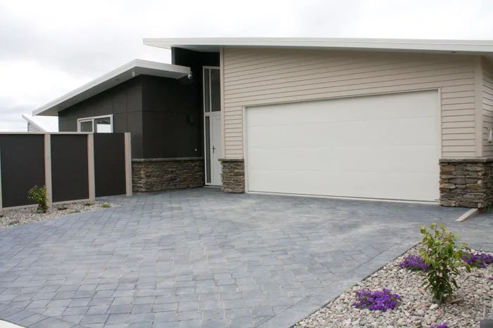 View from driveway of new build home in Belmont, Wellington designed by Intelligent Designs