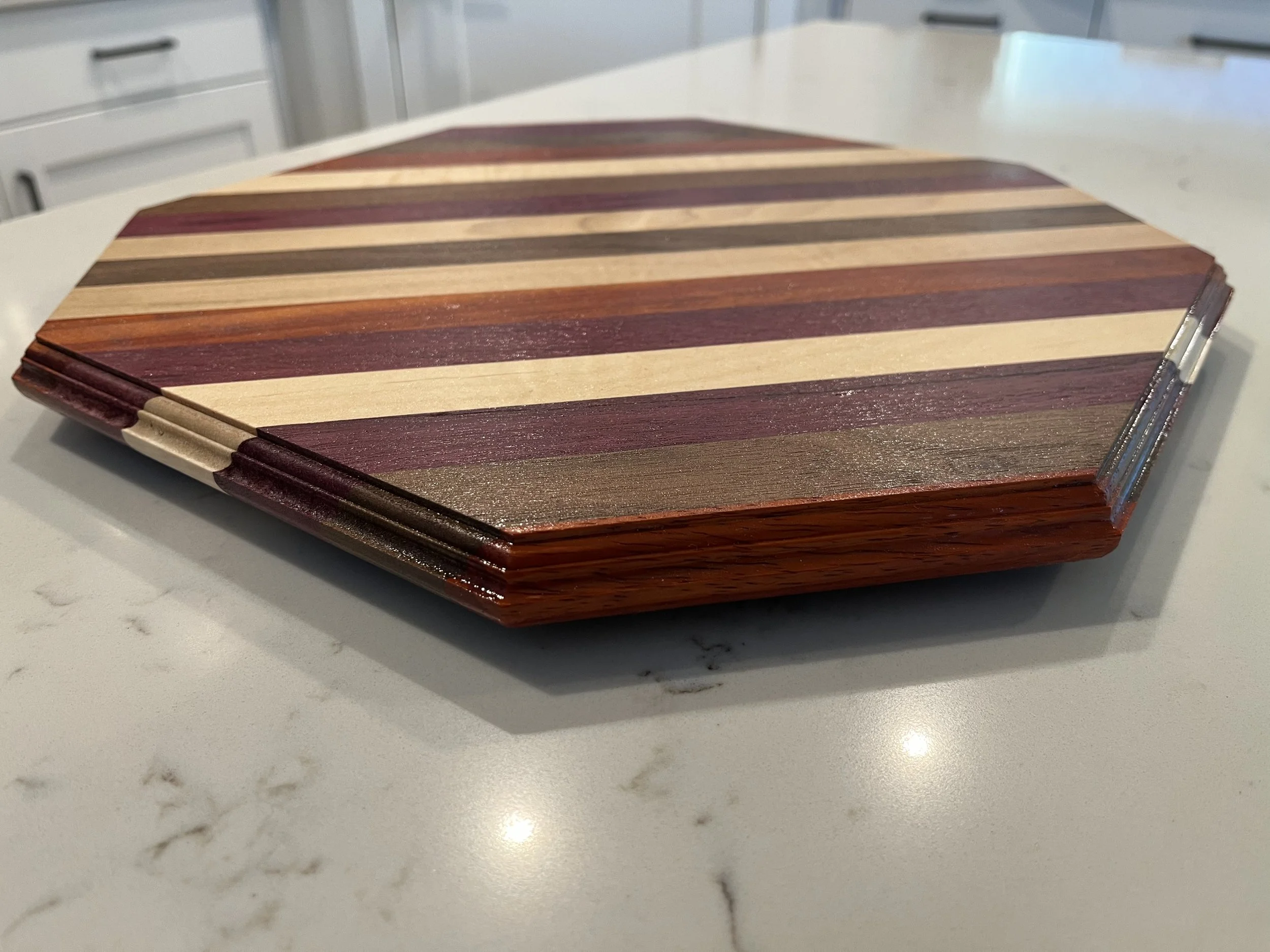 Premium Striped Hardwood Lazy Susan