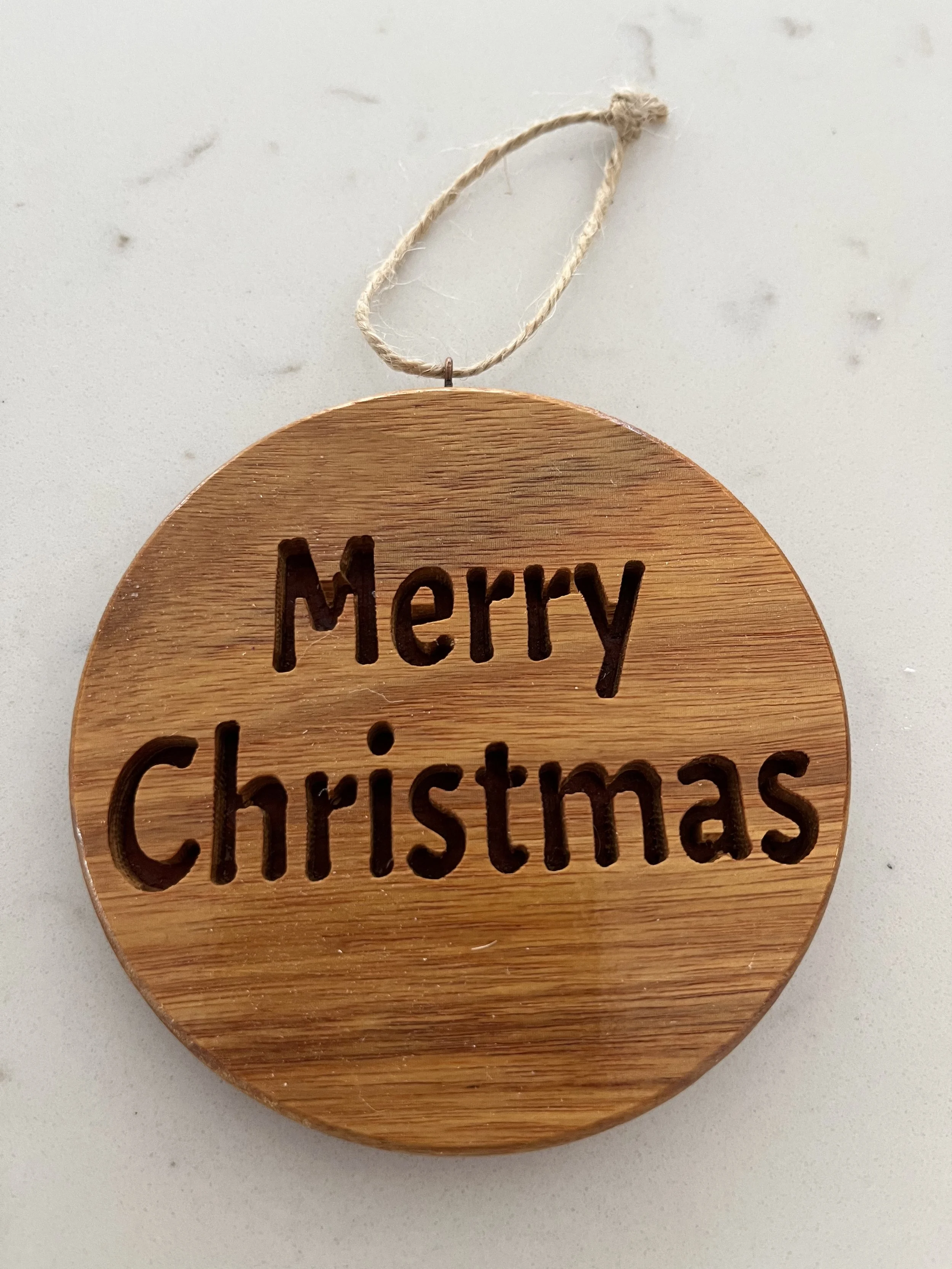 Wooden Merry Christmas Circle Ornament