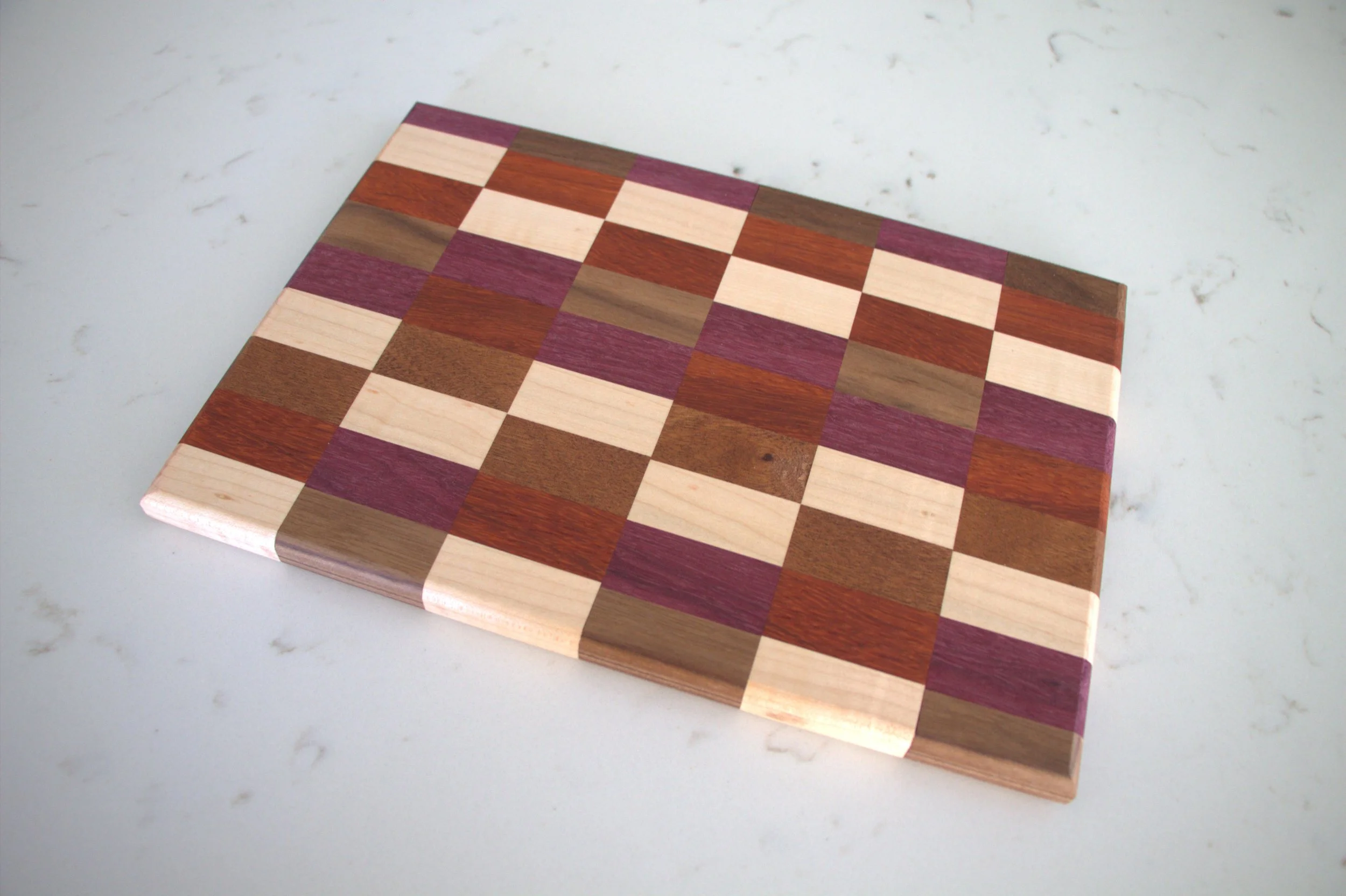 Handcrafted Multi-Color Hardwood Checkered Cutting Board