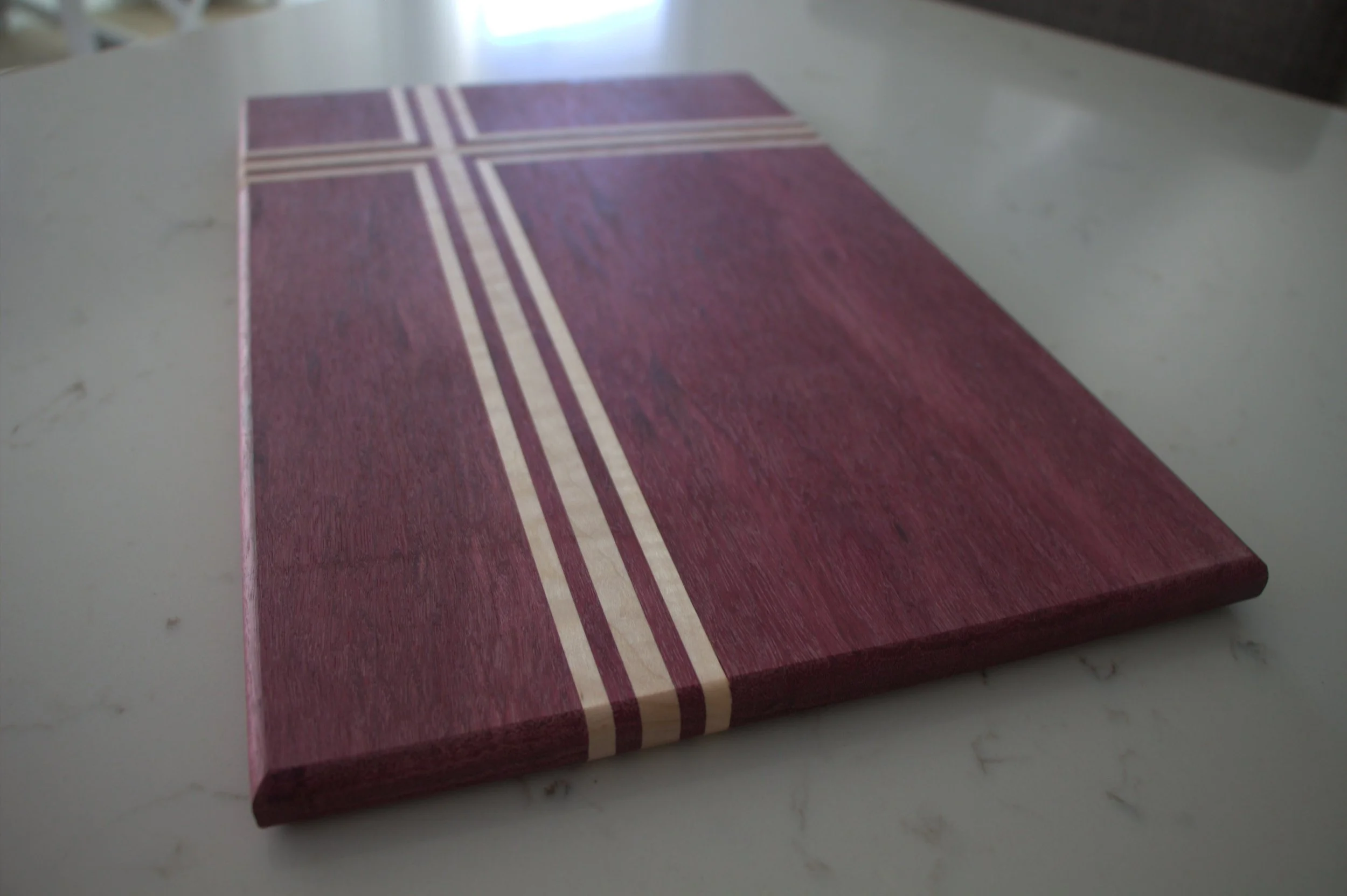 Purpleheart Offset Cross Cutting Board
